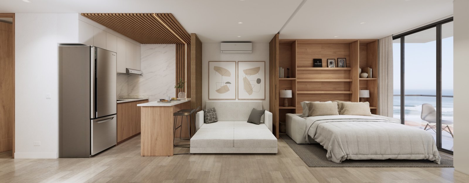 Configuración nocturna del apartamento tipo 1 de Ocean Boutique